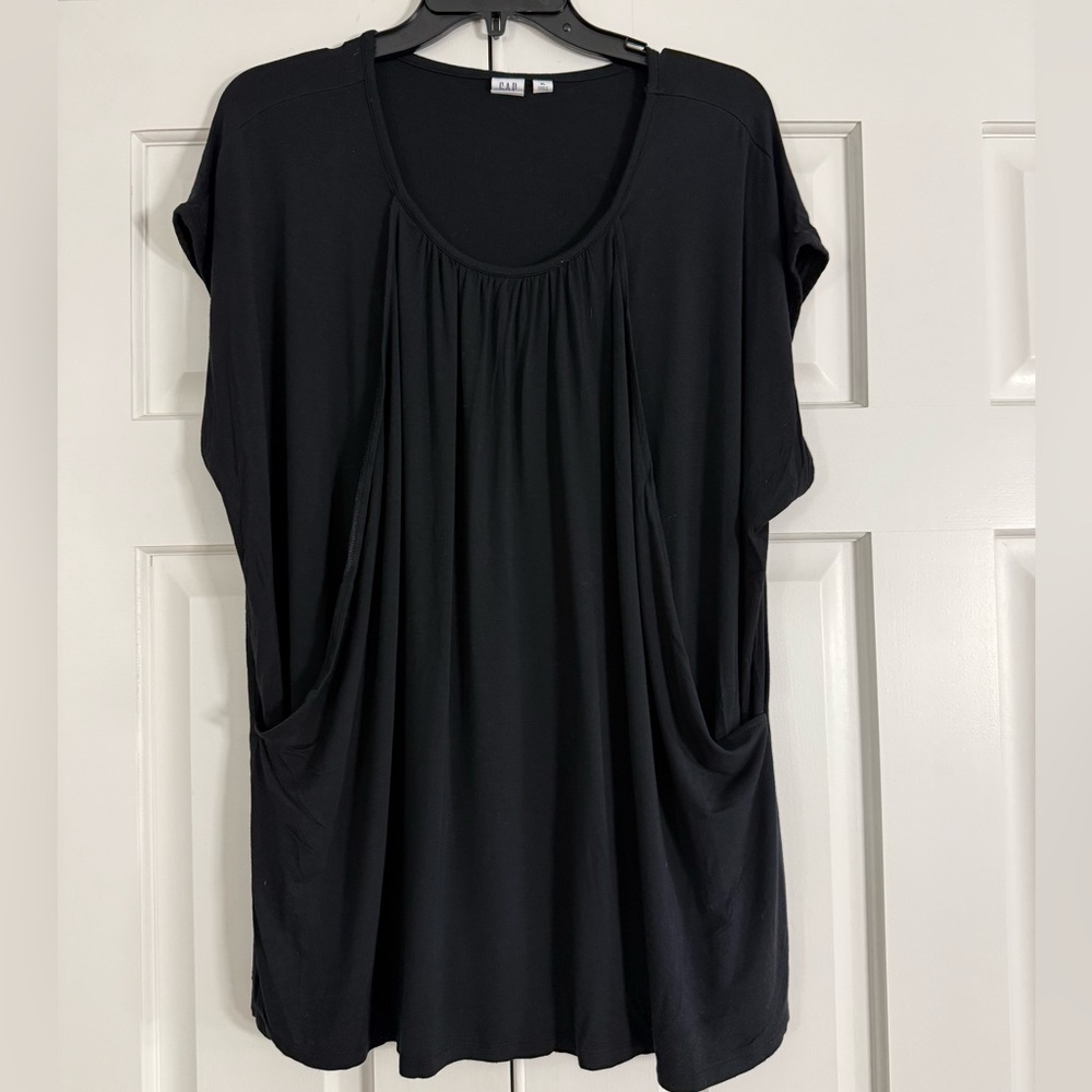 Gap Black Cap Sleeve Nursing Breastfeeding Shirt Top Size XL